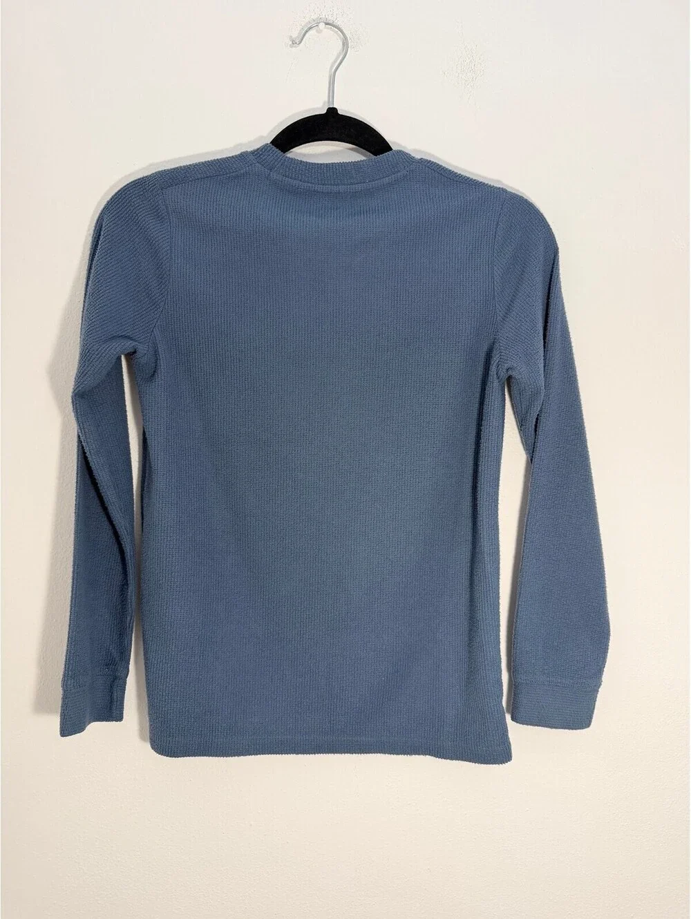 Abercrombie Kids Boys 11/12 Blue Waffle Thermal Long Sleeve Moose Logo